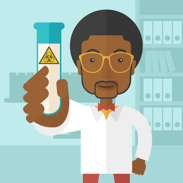 Scientifiques afro-américains expérimentant avec tube de verre . — Image vectorielle