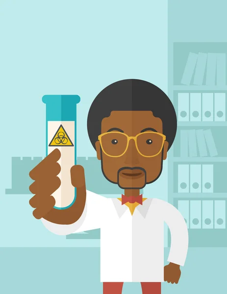 Cientistas afro-americanos experimentando com tubo de vidro . —  Vetores de Stock