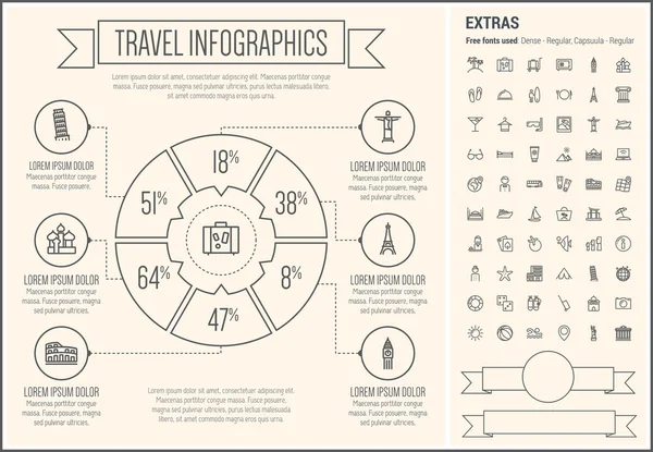 Travel Line Design Infographic Template — Wektor stockowy