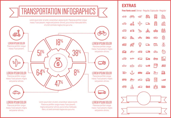 Transportation Line Design Infographic Template — Διανυσματικό Αρχείο