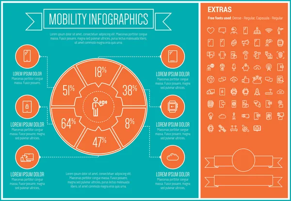 Mobility Line Design Infographic Template — Wektor stockowy