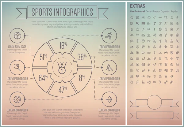 Modello infografico di progettazione di linee sportive — Vettoriale Stock