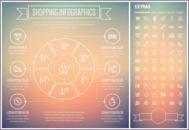 Shopping Line Design Infographic Template