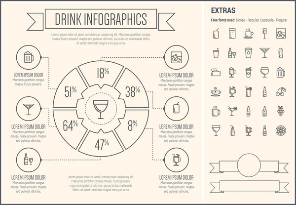 Dricka linje Infographic formgivningsmall — Stock vektor