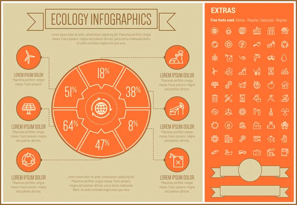 Plantilla de Infografía de Diseño de Línea Ecológica — Vector de stock