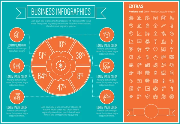 Business Line Design Infografik-Vorlage — Stockvektor