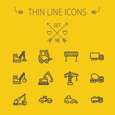 İnşaat ince çizgi Icon set