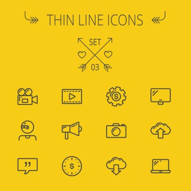 Teknoloji ince çizgi Icon set