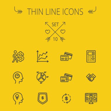 Business thin line icon set clipart