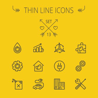 Ecology thin line icon set