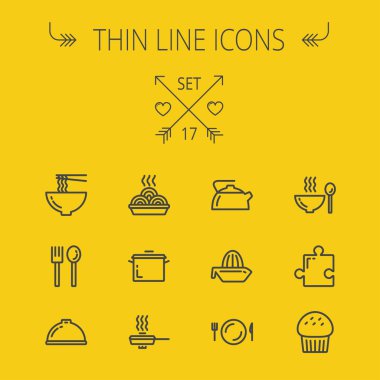 Gıda ince çizgi Icon set