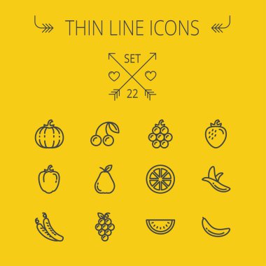 Gıda ince çizgi Icon set