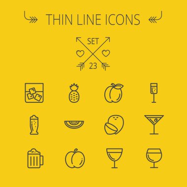Gıda ince çizgi Icon set