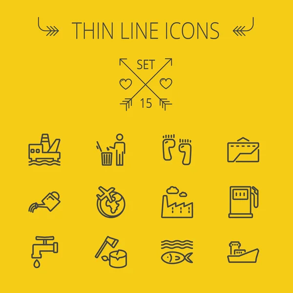 Ecology thin line icon set — Stockvector