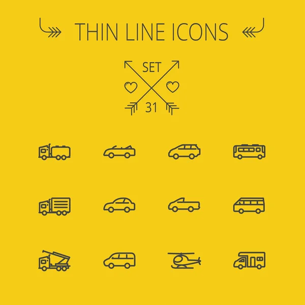 Transporte conjunto de ícones de linha fina — Vetor de Stock