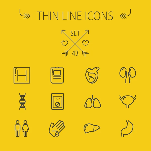 Medicine thin line icon set — Stock Vector