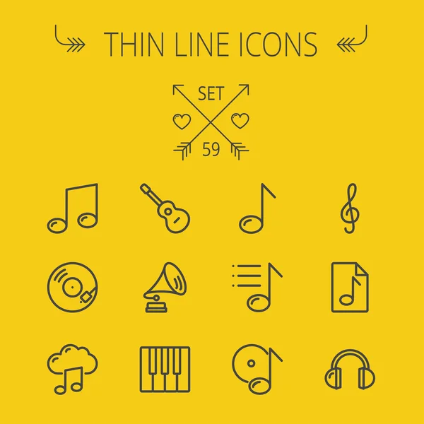 Müzik ve eğlence ince çizgi Icon set — Stok Vektör