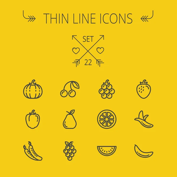 Food thin line icon set — Stock Illustration Food thin line icon set Royalty Free Stock Illustrations