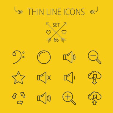 Müzik ve eğlence ince çizgi Icon set