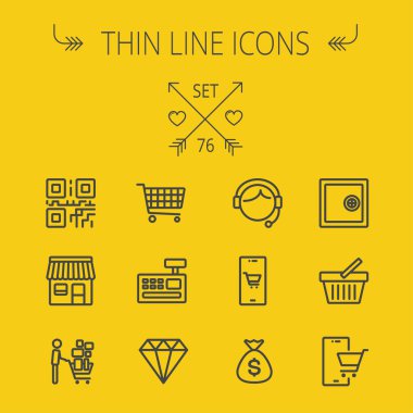 İnce çizgi Icon set alışveriş iş