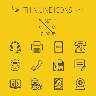 Teknoloji ince çizgi Icon set
