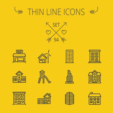 İnşaat ince çizgi Icon set