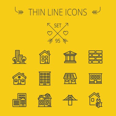 İnşaat ince çizgi Icon set