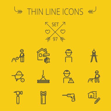 İnşaat ince çizgi Icon set
