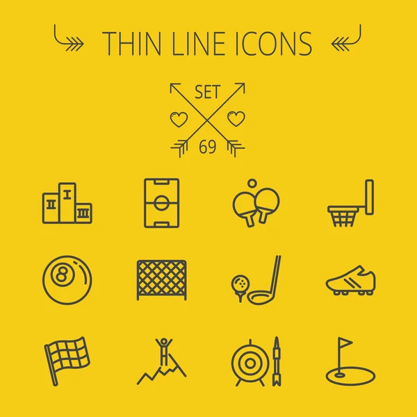 Sports thin line icon set — Stock Vector