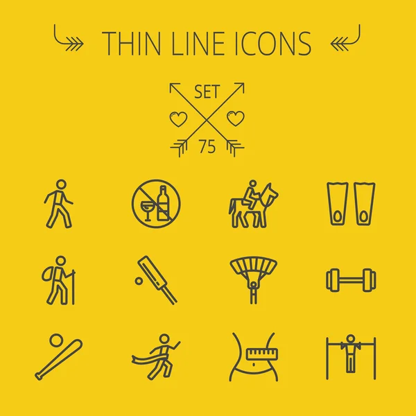 Sport Thin Line Icon gesetzt — Stockvektor