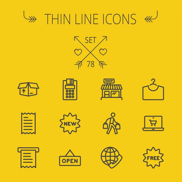 Unternehmen Shopping dünne Linie Icon Set — Stockvektor