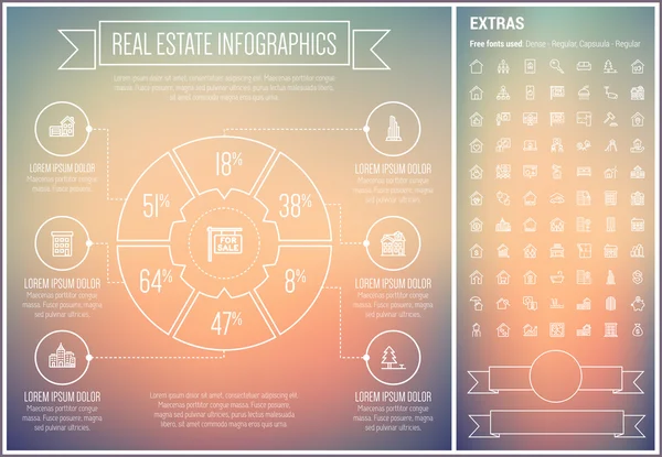 Modelo de Infográfico de Design de Linha Imobiliário — Vetor de Stock