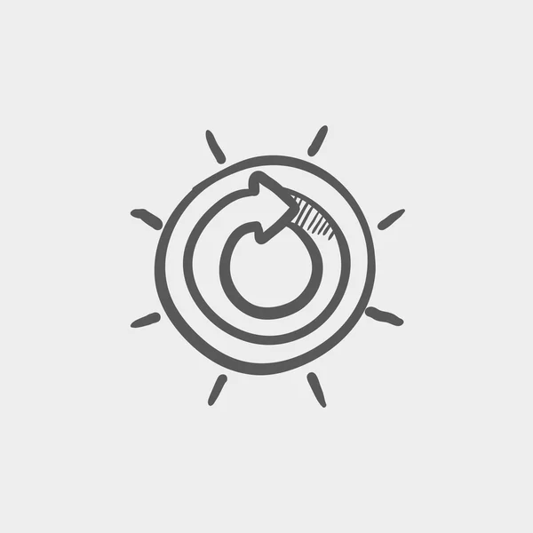 Sol com ícone de esboço de seta espiral — Vetor de Stock
