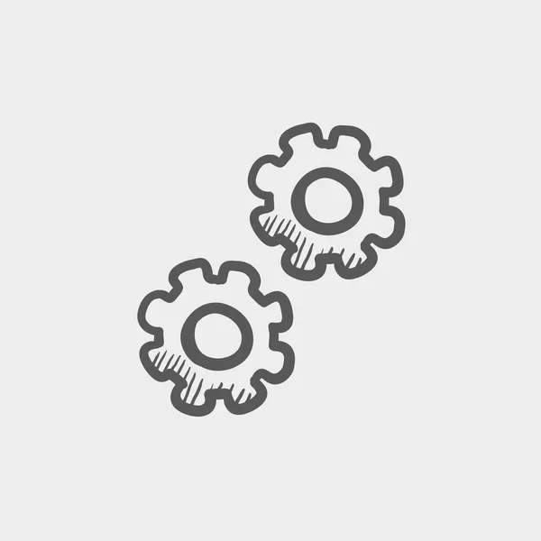 Gears sketch icon — Stok Vektör