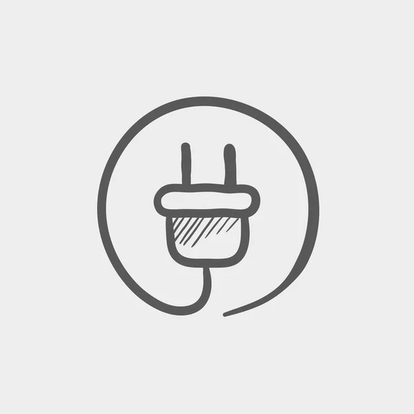 Icono de boceto de enchufe eléctrico — Vector de stock