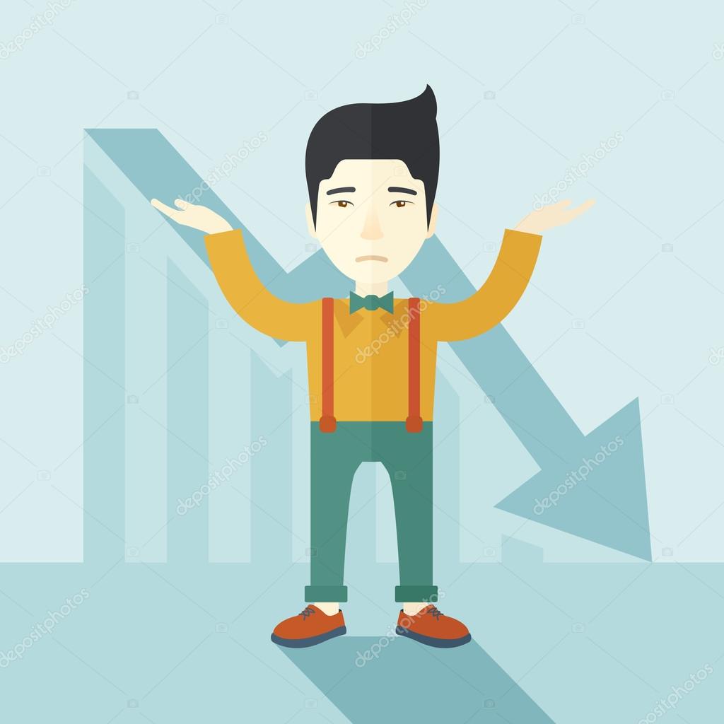 Guy raising his arms with arrow down graph. Stock Vector Image by  ©VisualGeneration #77804854