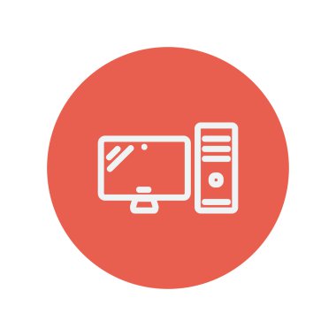 CPU ve monitör ince çizgi simgesi