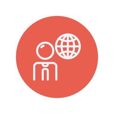 İşadamı küresel ince çizgi simgesiyle