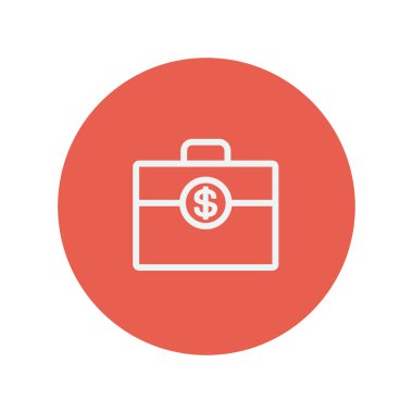 Para bavul ince çizgi simgesi