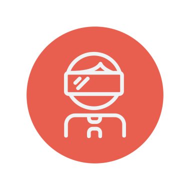 Virtual reality glass on head thin line icon