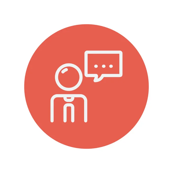 Man with speech bubble thin line icon — Stock vektor