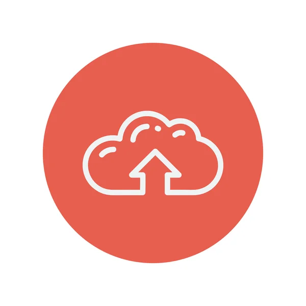 Nube subir icono de línea delgada — Vector de stock