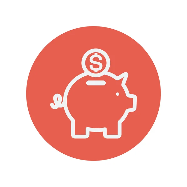 Piggy bank and dollar coin thin line icon — Stock Vector