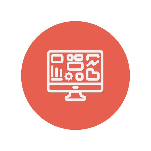 Monitor mit Business Graph Thin Line Symbol — Stockvektor