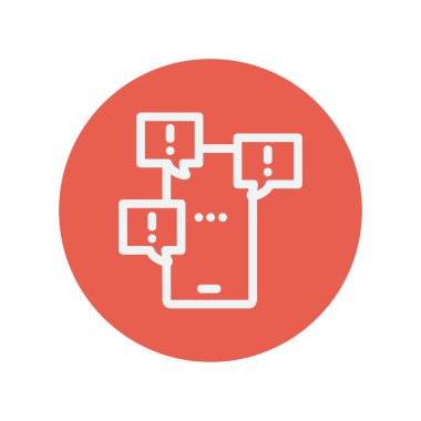 Dokunmatik ekran telefon hata iletileri kabarcıkları ile ince satırı simgesi