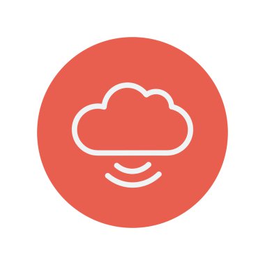 Cloud with wifi symbol thin line icon