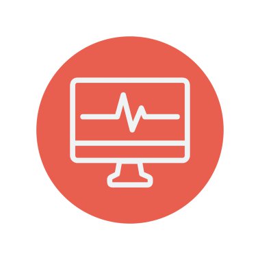 Heartbeat display in monitor thin line icon