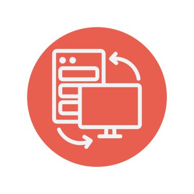 Personal computer set CPU thin line icon