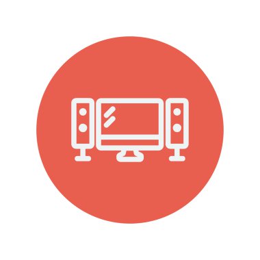Flat screen television with speaker thin line icon