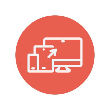 Three devices laptop, smartphone and tablet thin line icon